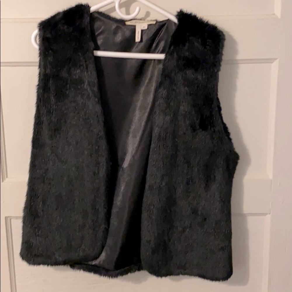 BCBG Black Faux Fur Vest